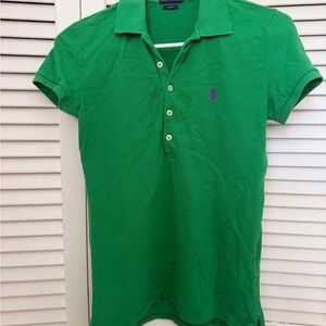 Polo by Ralph Lauren Green Slim Fit Polo with Navy Labels